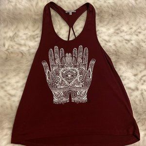 Charlotte Russe Burgundy Tank Top with Henna Design-Used Great Condition, Size S